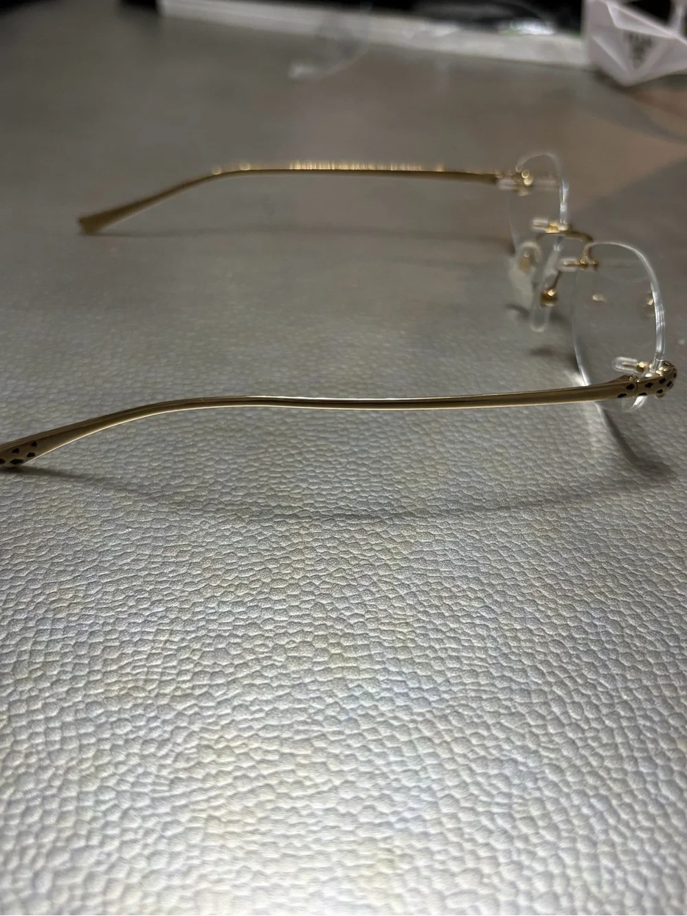 CARTIER RIMLESS GOLD TONE EYEGLASSES WITH CARTIER CASE